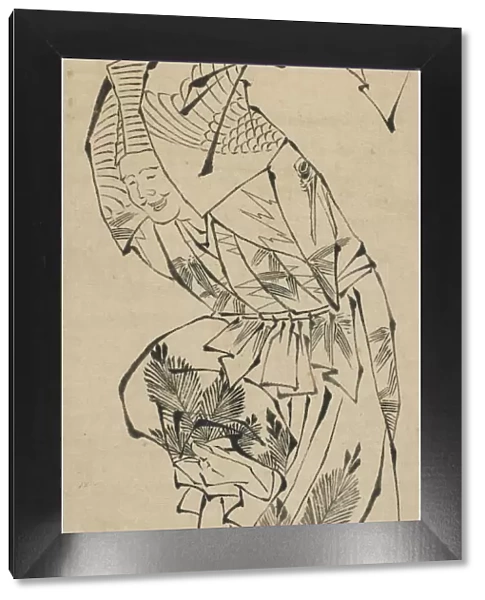 Male dancer, Manzai, late 18th-early 19th century. Creator: Hokusai