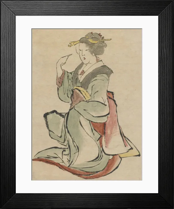 Framed Print : Woman facing the right, beckoning, late 18th-early 19th century. Creator: Hokusai Framed Print : Woman facing the right, beckoning, late 18th-early 19th century. Creator: Hokusai