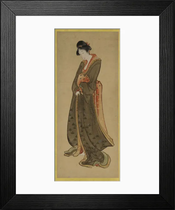 Framed Print : Standing figure of a tall girl, late 18th-early 19th century. Creator: Hokusai