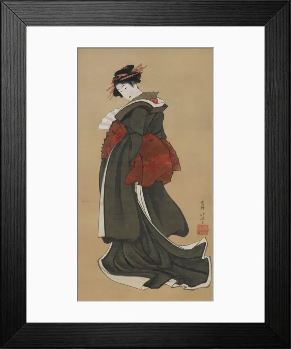 Framed Print : Woman Holding a Fan, Edo period, ca. 1810-1811. Creator: Hokusai Framed Print : Woman Holding a Fan, Edo period, ca. 1810-1811. Creator: Hokusai