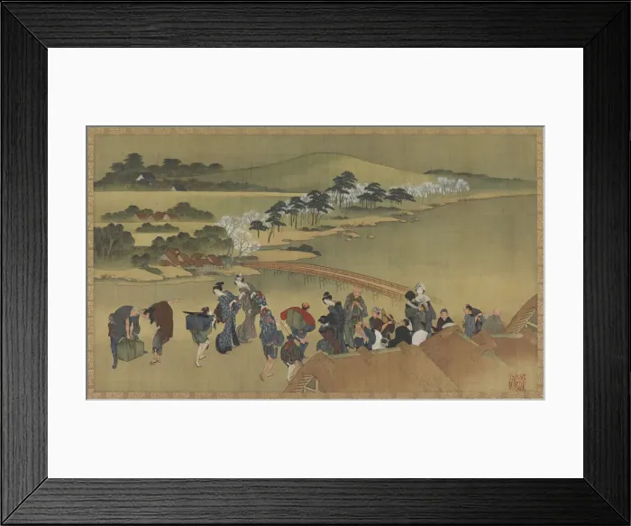 Framed Print : Cherry blossom viewing, late 18th-early 19th century. Creator: Hokusai Framed Print : Cherry blossom viewing, late 18th-early 19th century. Creator: Hokusai