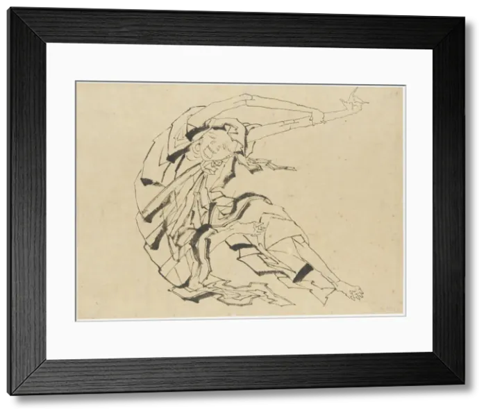 Framed Print : Long-armed man stretching, Edo period, 19th century. Creator: Hokusai Framed Print : Long-armed man stretching, Edo period, 19th century. Creator: Hokusai