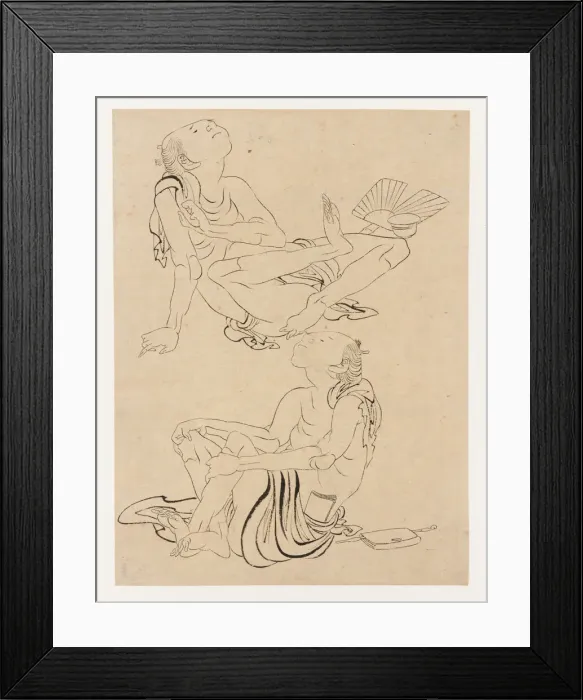 Framed Print : Two men relaxing in summer, Edo period, 19th century. Creator: Hokusai Framed Print : Two men relaxing in summer, Edo period, 19th century. Creator: Hokusai