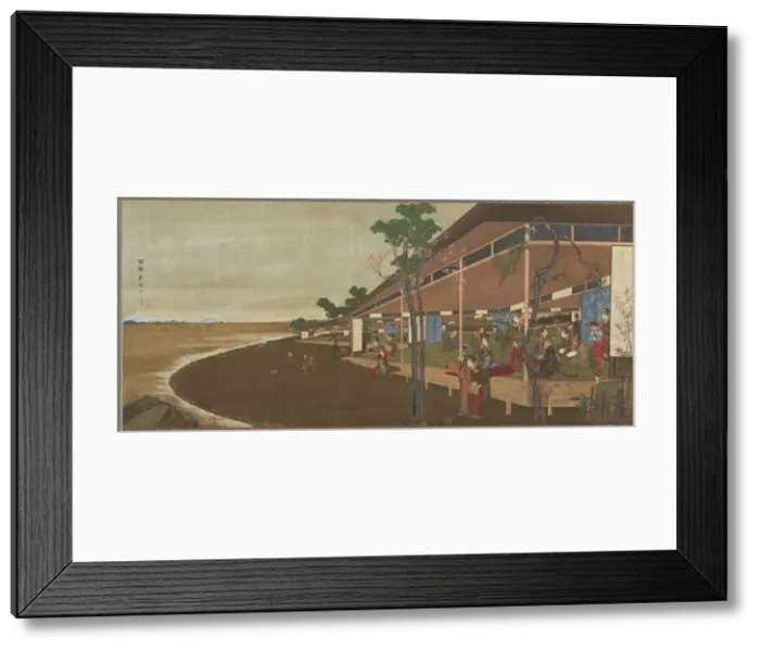 Framed Print : An amusement resort at the seashore, late 18th-early 19th century. Creator: Hokusai