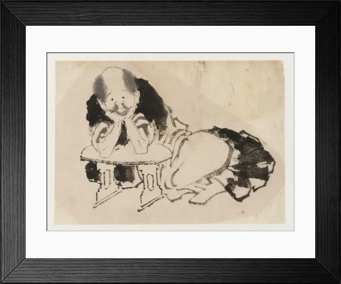 Framed Print : Man seated with an armrest, Edo period, 19th century. Creator: Hokusai Framed Print : Man seated with an armrest, Edo period, 19th century. Creator: Hokusai