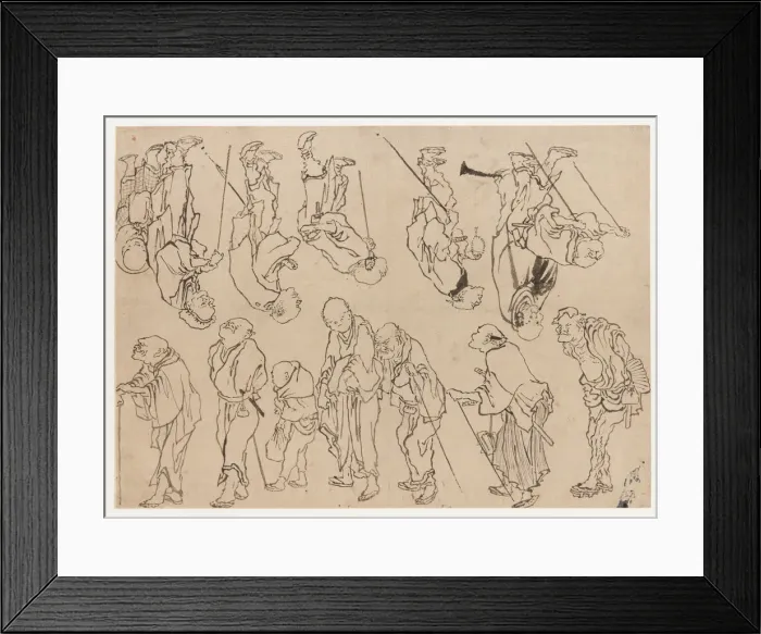Framed Print : Studies of lame pilgrims, Edo period, 19th century. Creator: Hokusai Framed Print : Studies of lame pilgrims, Edo period, 19th century. Creator: Hokusai