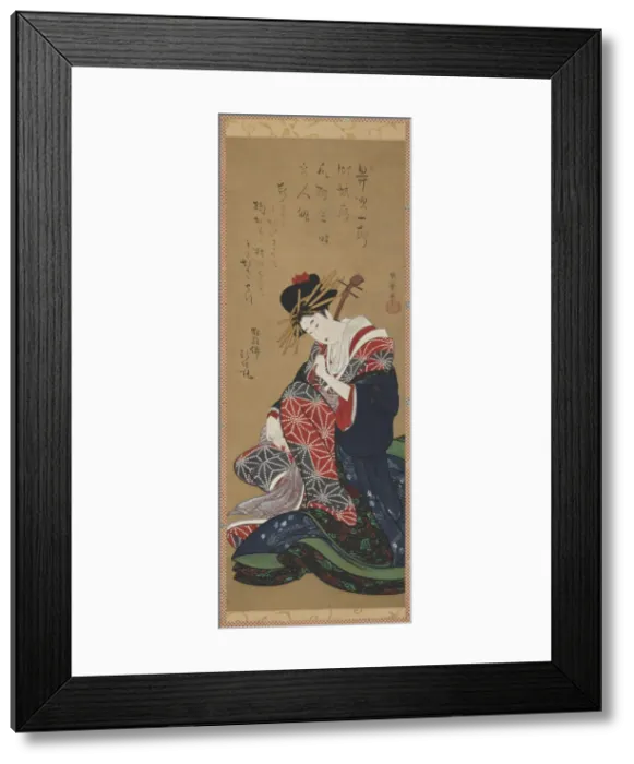Framed Print : Shamisen Player, Edo period, late 18th-early 19th century. Creator: Kitagawa Utamaro II Framed Print : Shamisen Player, Edo period, late 18th-early 19th century. Creator: Kitagawa Utamaro II
