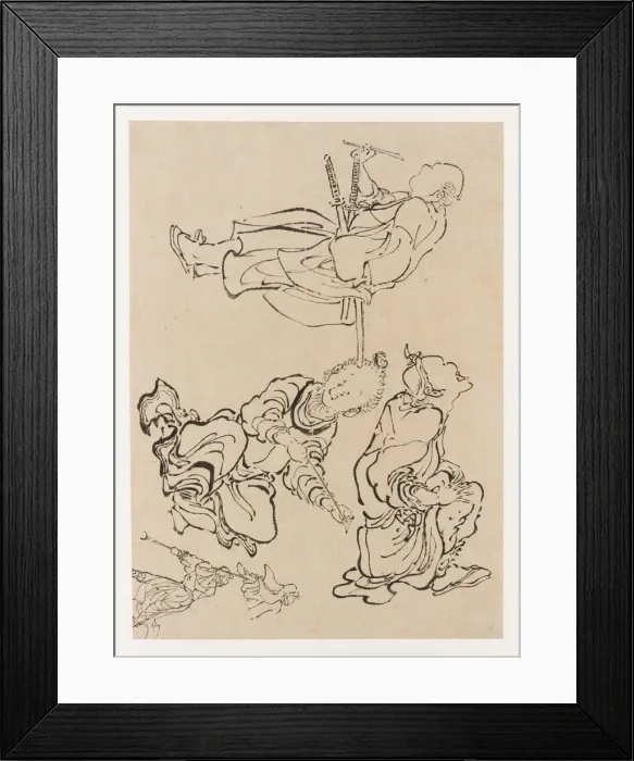 Framed Print : Miscellaneous figures, late 18th-early 19th century. Creator: Hokusai Framed Print : Miscellaneous figures, late 18th-early 19th century. Creator: Hokusai
