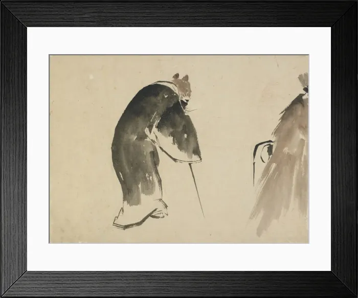 Framed Print : An old mouse (?) dressed in a black robe, late 18th-early 19th century. Creator: Hokusai Framed Print : An old mouse (?) dressed in a black robe, late 18th-early 19th century. Creator: Hokusai