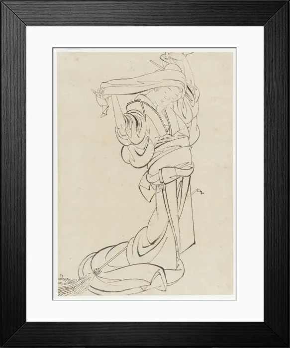 Framed Print : A Maid preparing to dust, Edo period, Early 19th century. Creator: Hokusai Framed Print : A Maid preparing to dust, Edo period, Early 19th century. Creator: Hokusai