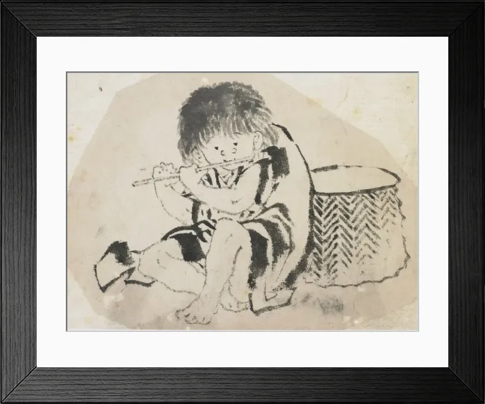 Framed Print : Boy Playing Flute, Edo period, ca. 1840. Creator: Hokusai Framed Print : Boy Playing Flute, Edo period, ca. 1840. Creator: Hokusai
