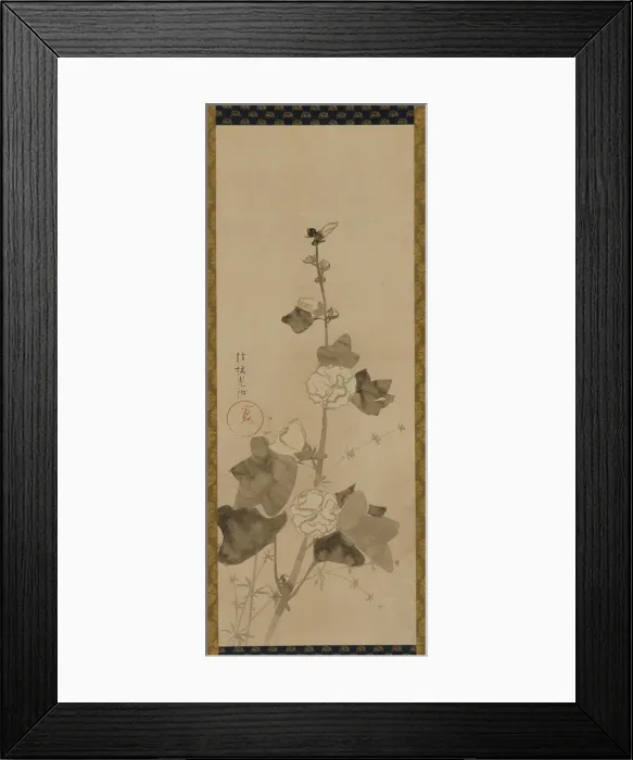 Framed Print : Hollyhocks, Edo period, late 17th-early 18th century. Creator: Ogata Korin Framed Print : Hollyhocks, Edo period, late 17th-early 18th century. Creator: Ogata Korin