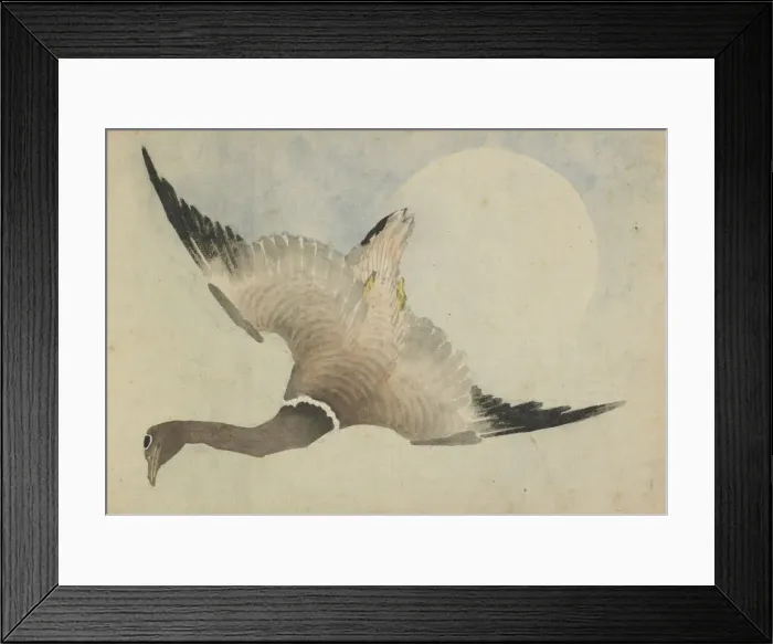 Framed Print : Goose flying in front of the moon, late 18th-early 19th century. Creator: Hokusai Framed Print : Goose flying in front of the moon, late 18th-early 19th century. Creator: Hokusai