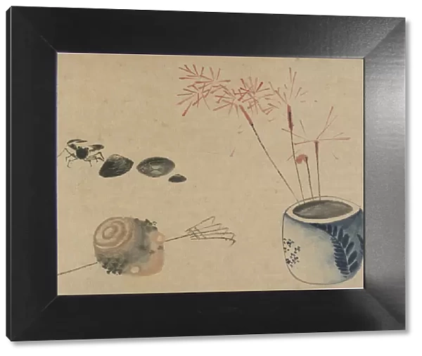 Sparklers, crab and bulb, late 18th-early 19th century. Creator: Hokusai