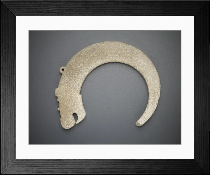Framed Print : Crescent-shaped pendant in the form of a dragon, Eastern Zhou dynasty Framed Print : Crescent-shaped pendant in the form of a dragon, Eastern Zhou dynasty