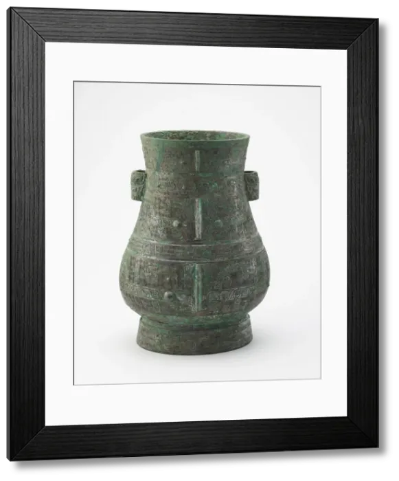 Framed Print : Ritual wine container (hu) with masks and dragons, Late Shang dynasty, ca Framed Print : Ritual wine container (hu) with masks and dragons, Late Shang dynasty, ca