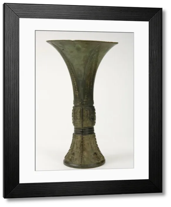 Framed Print : Ritual wine cup (gu) with taotie and dragons, Late Shang dynasty, ca Framed Print : Ritual wine cup (gu) with taotie and dragons, Late Shang dynasty, ca