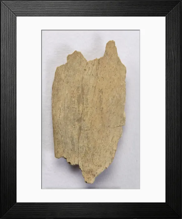 Framed Print : Inscribed bone fragment ('oracle bone'), Late Shang dynasty, ca. 1300-1050 BCE Framed Print : Inscribed bone fragment ('oracle bone'), Late Shang dynasty, ca. 1300-1050 BCE