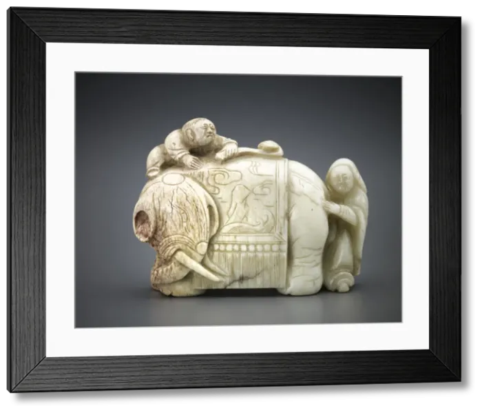 Framed Print : Elephant and attendants, Ming dynasty, 17th century. Creator: Unknown Framed Print : Elephant and attendants, Ming dynasty, 17th century. Creator: Unknown