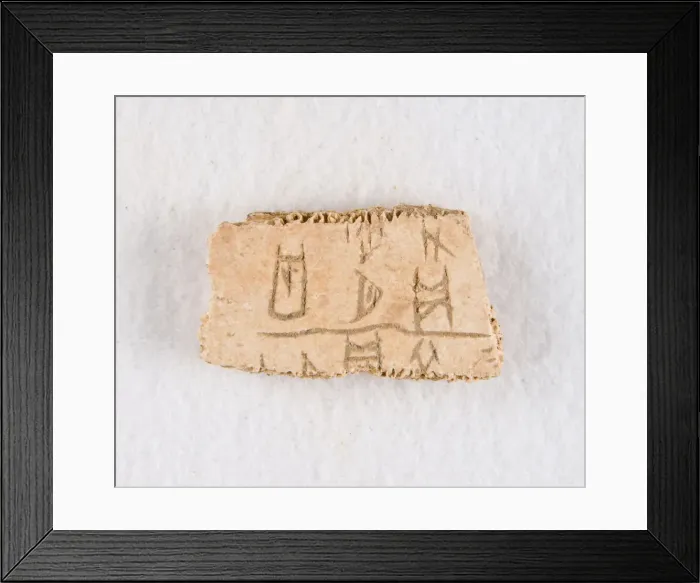 Framed Print : Inscribed bone fragment ('oracle bone'), Late Shang dynasty, ca. 1300-1050 BCE Framed Print : Inscribed bone fragment ('oracle bone'), Late Shang dynasty, ca. 1300-1050 BCE