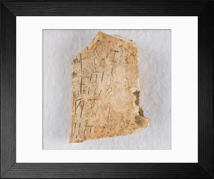 Framed Print : Inscribed bone fragment ('oracle bone'), Late Shang dynasty, ca. 1300-1050 BCE Framed Print : Inscribed bone fragment ('oracle bone'), Late Shang dynasty, ca. 1300-1050 BCE