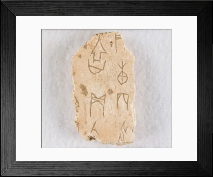 Framed Print : Inscribed bone fragment ('oracle bone'), Late Shang dynasty, ca. 1300-1050 BCE Framed Print : Inscribed bone fragment ('oracle bone'), Late Shang dynasty, ca. 1300-1050 BCE