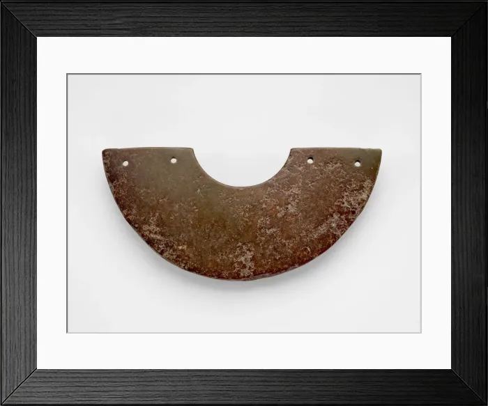 Framed Print : Arc-shaped pendant (huang ?), made from a disk (bi ?), Late Neolithic period Framed Print : Arc-shaped pendant (huang ?), made from a disk (bi ?), Late Neolithic period