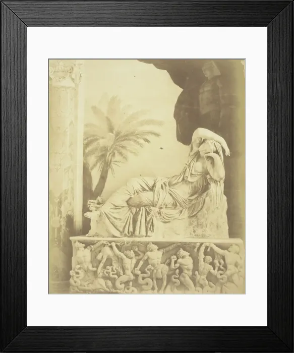 Framed Print : Untitled (Statue of Woman Reclining Atop a Sarcophagus), c. 1857 Framed Print : Untitled (Statue of Woman Reclining Atop a Sarcophagus), c. 1857