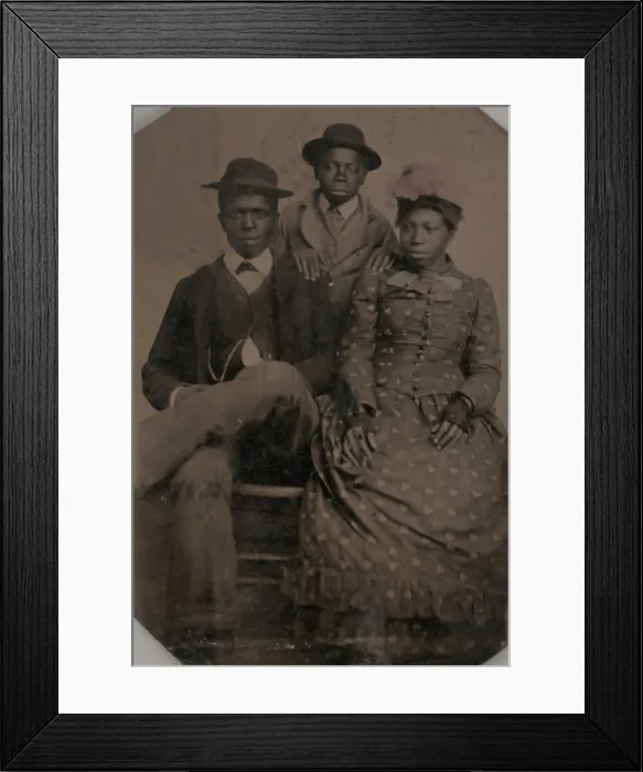 Framed Print : Untitled (Portrait of Two Young Men and One Young Woman), 1875. Creator: Unknown Framed Print : Untitled (Portrait of Two Young Men and One Young Woman), 1875. Creator: Unknown