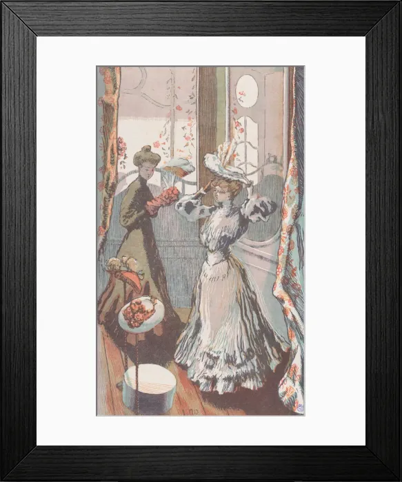 Framed Print : Chez la Modiste, ca. 1910. Creator: Maurice Delcourt Framed Print : Chez la Modiste, ca. 1910. Creator: Maurice Delcourt