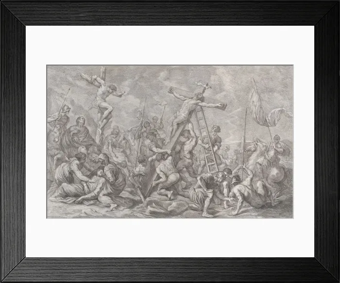 Framed Print : The Crucifixion, with the lowering of the cross at center, soldiers throughout Framed Print : The Crucifixion, with the lowering of the cross at center, soldiers throughout
