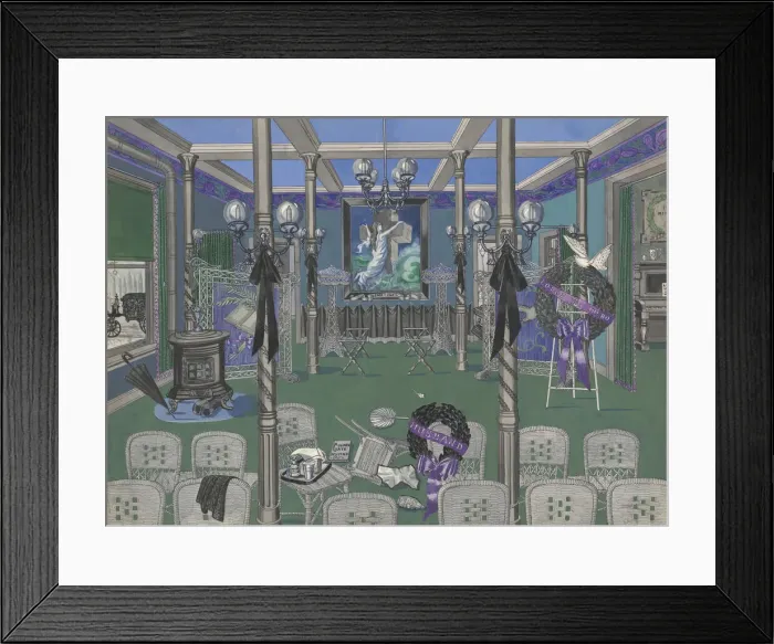 Framed Print : Funeral Parlor, 1895-1920, c. 1947. Creator: Perkins Harnly Framed Print : Funeral Parlor, 1895-1920, c. 1947. Creator: Perkins Harnly