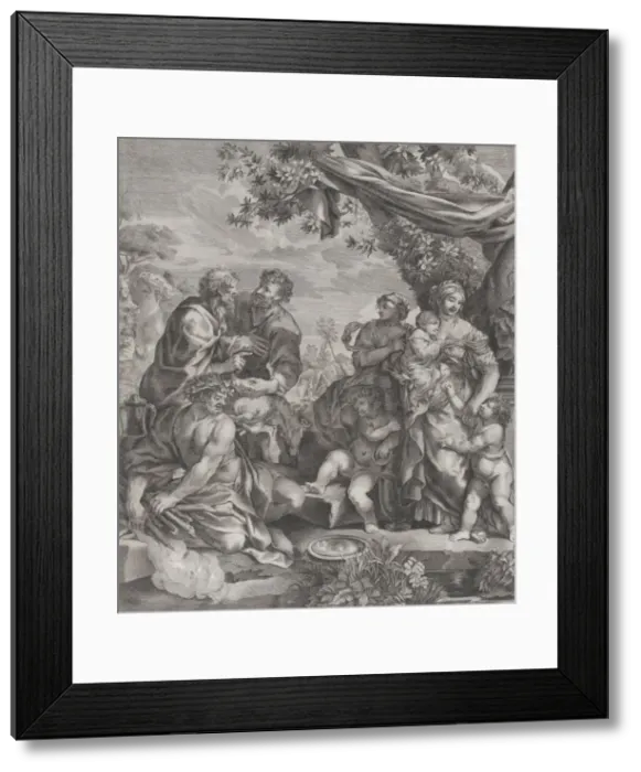 Framed Print : Allegorical scene with a sacrificial lamb, 1640-70. Creator: Giovanni Battista Bonacina Framed Print : Allegorical scene with a sacrificial lamb, 1640-70. Creator: Giovanni Battista Bonacina