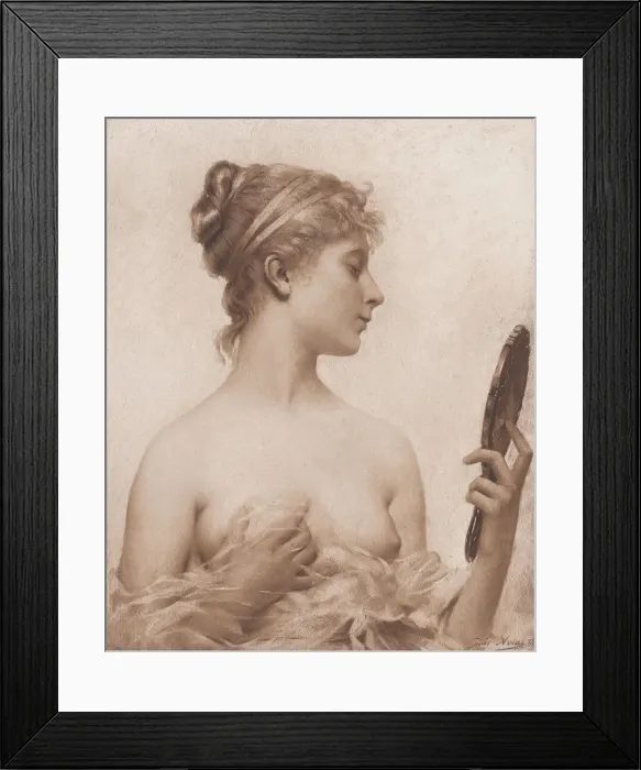Framed Print : The Mirror, 1890. Creator: Goupil and Co Framed Print : The Mirror, 1890. Creator: Goupil and Co