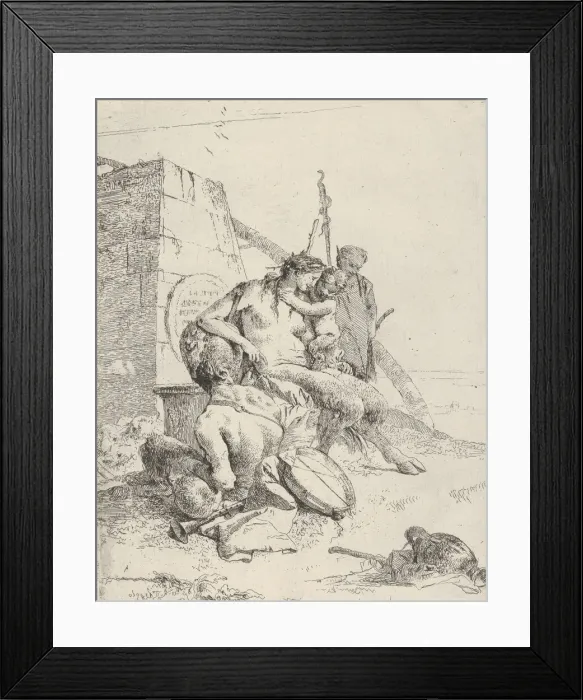 Framed Print : Satyr Family with the Obelisk, from the Scherzi, ca. 1743-50 Framed Print : Satyr Family with the Obelisk, from the Scherzi, ca. 1743-50