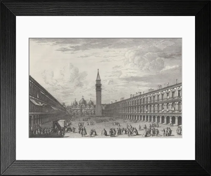 Framed Print : Piazza San Marco looking towards the Basilica and Campanile, 1763. 1763 Framed Print : Piazza San Marco looking towards the Basilica and Campanile, 1763. 1763