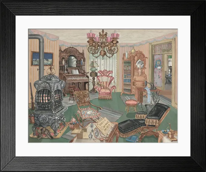 Framed Print : Rural Sitting Room, 1900, 1935 / 1942. Creator: Perkins Harnly Framed Print : Rural Sitting Room, 1900, 1935 / 1942. Creator: Perkins Harnly
