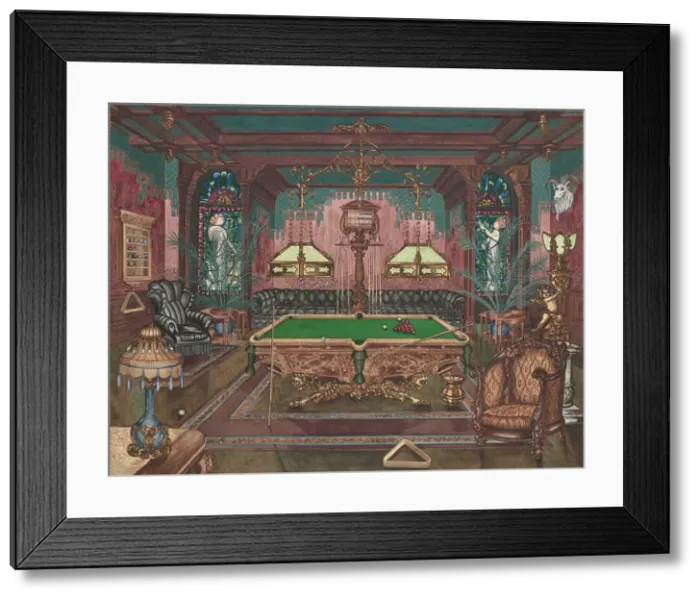 Framed Print : Pool Room, 1890, 1935 / 1942. Creator: Perkins Harnly Framed Print : Pool Room, 1890, 1935 / 1942. Creator: Perkins Harnly