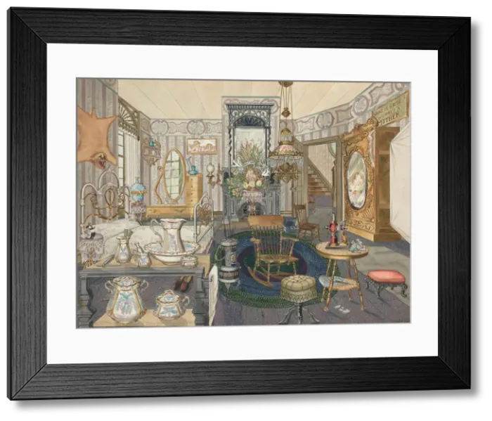 Framed Print : Room House Bed-Living Room, 1935 / 1942. Creator: Perkins Harnly Framed Print : Room House Bed-Living Room, 1935 / 1942. Creator: Perkins Harnly