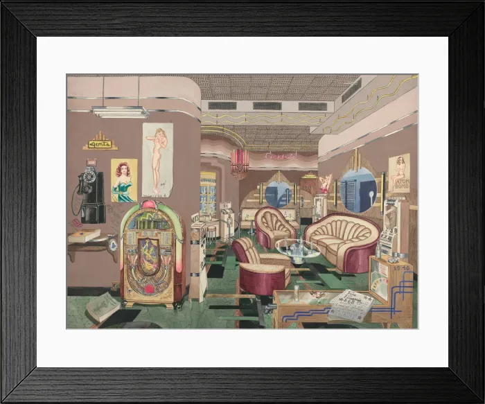 Framed Print : Cocktail Lounge, 1946, 1935 / 1942. Creator: Perkins Harnly Framed Print : Cocktail Lounge, 1946, 1935 / 1942. Creator: Perkins Harnly