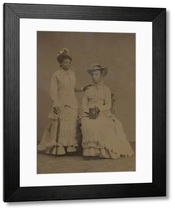 Framed Print : Untitled (Portrait of One Standing Woman and One Seated Woman), 1860s. Creator: Unknown Framed Print : Untitled (Portrait of One Standing Woman and One Seated Woman), 1860s. Creator: Unknown