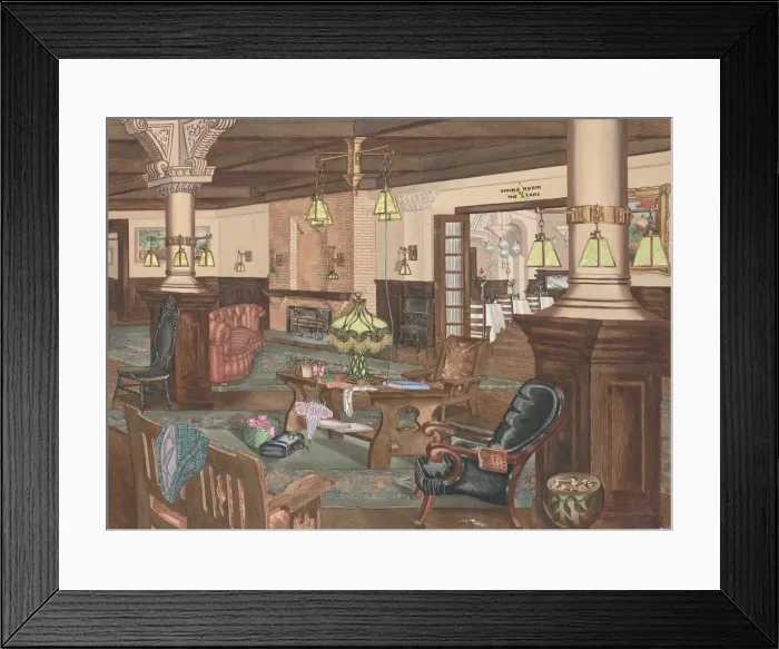 Framed Print : Hollywood Hotel Lobby, 1902, c. 1946. Creator: Perkins Harnly Framed Print : Hollywood Hotel Lobby, 1902, c. 1946. Creator: Perkins Harnly