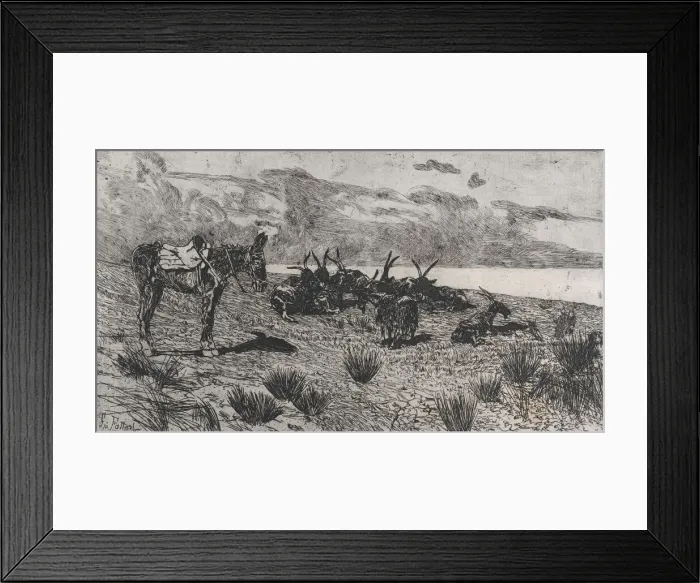Framed Print : Donkey and goats on a seashore in winter, 1884-1908. Creator: Giovanni Fattori Framed Print : Donkey and goats on a seashore in winter, 1884-1908. Creator: Giovanni Fattori
