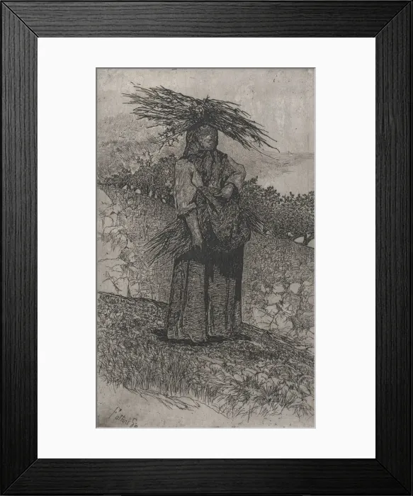 Framed Print : Peasant woman gathering sticks, 1884-1908. Creator: Giovanni Fattori Framed Print : Peasant woman gathering sticks, 1884-1908. Creator: Giovanni Fattori