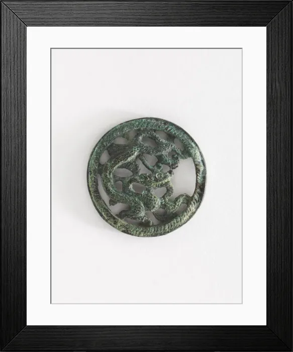 Framed Print : Costume ornament: dragon in roundel (pair with F1917. 566), Goryeo period Framed Print : Costume ornament: dragon in roundel (pair with F1917. 566), Goryeo period