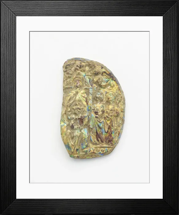 Framed Print : Fragment of medallion of purple glass paste, ca. 1300. Creator: Unknown Framed Print : Fragment of medallion of purple glass paste, ca. 1300. Creator: Unknown
