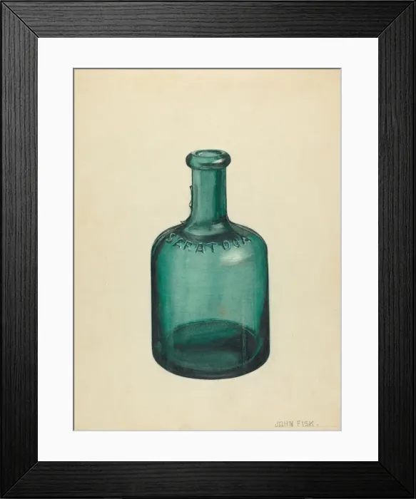 Framed Print : Blown Glass - Bottle, c. 1937. Creator: John Fisk Framed Print : Blown Glass - Bottle, c. 1937. Creator: John Fisk