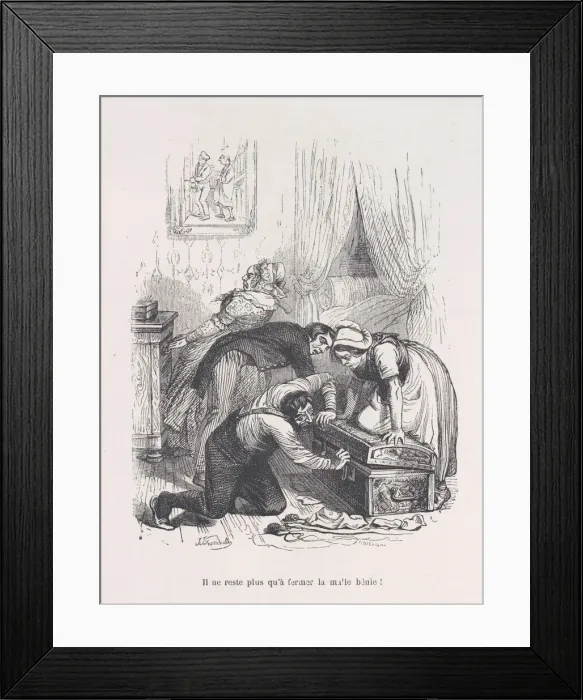 Framed Print : All that remains is to close the blessed trunk! from the Little Miseries of Human Life Framed Print : All that remains is to close the blessed trunk! from the Little Miseries of Human Life