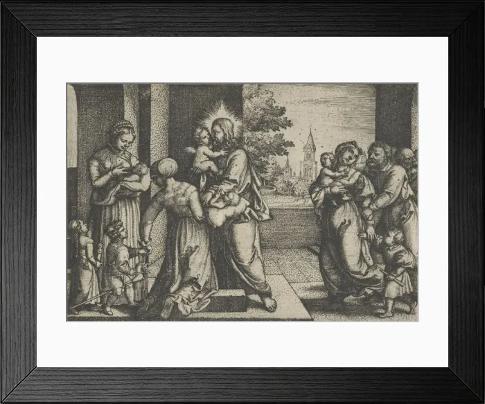 Framed Print : Christ and the Children. Creator: Georg Pencz Framed Print : Christ and the Children. Creator: Georg Pencz