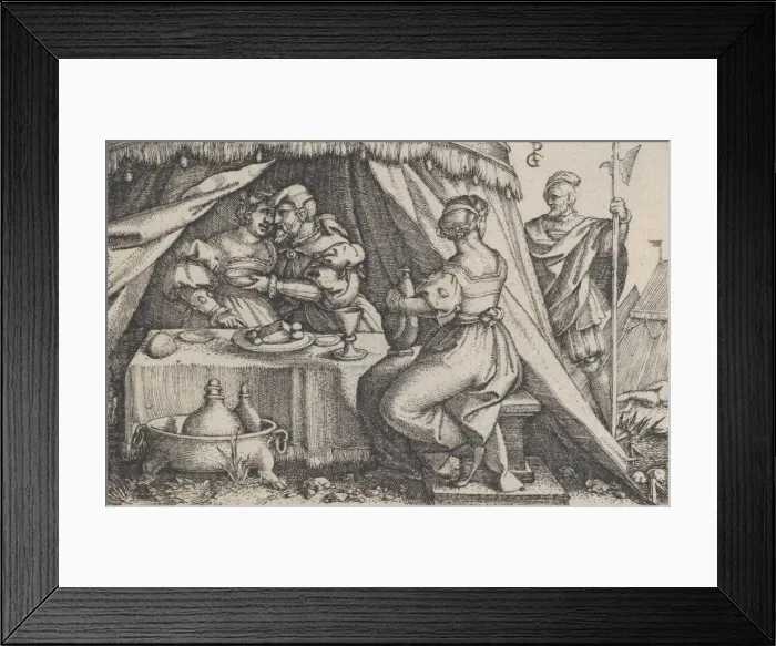 Framed Print : Judith and Holofernes Dining. Creator: Georg Pencz Framed Print : Judith and Holofernes Dining. Creator: Georg Pencz